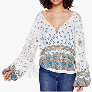 Free People Macra Maze Me Fringe Top Sz XS